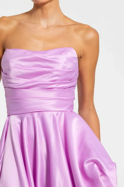 Trendy A-Line/Princess Strapless Sleeveless Zipper Up Sweep/Brush Train Prom Dress