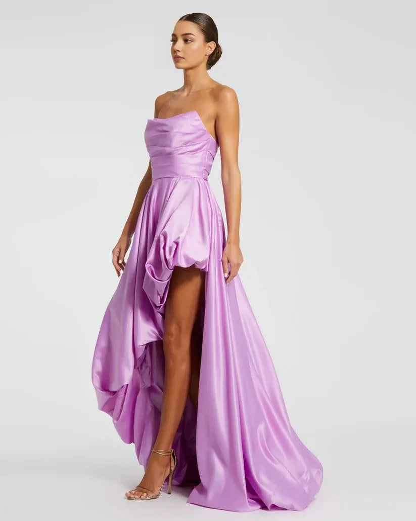 Trendy A-Line/Princess Strapless Sleeveless Zipper Up Sweep/Brush Train Prom Dress