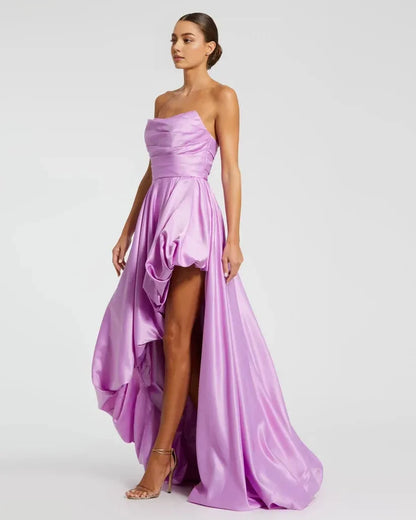 Trendy A-Line/Princess Strapless Sleeveless Zipper Up Sweep/Brush Train Prom Dress