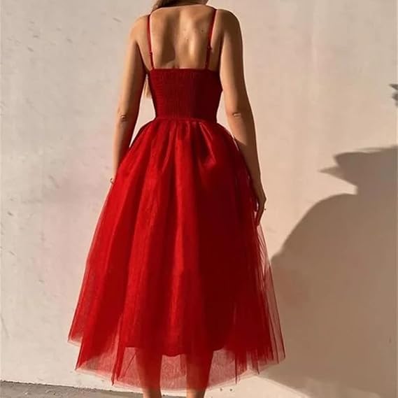 A-line Spaghetti Straps Elegant Tulle Prom Dress Ankle Length