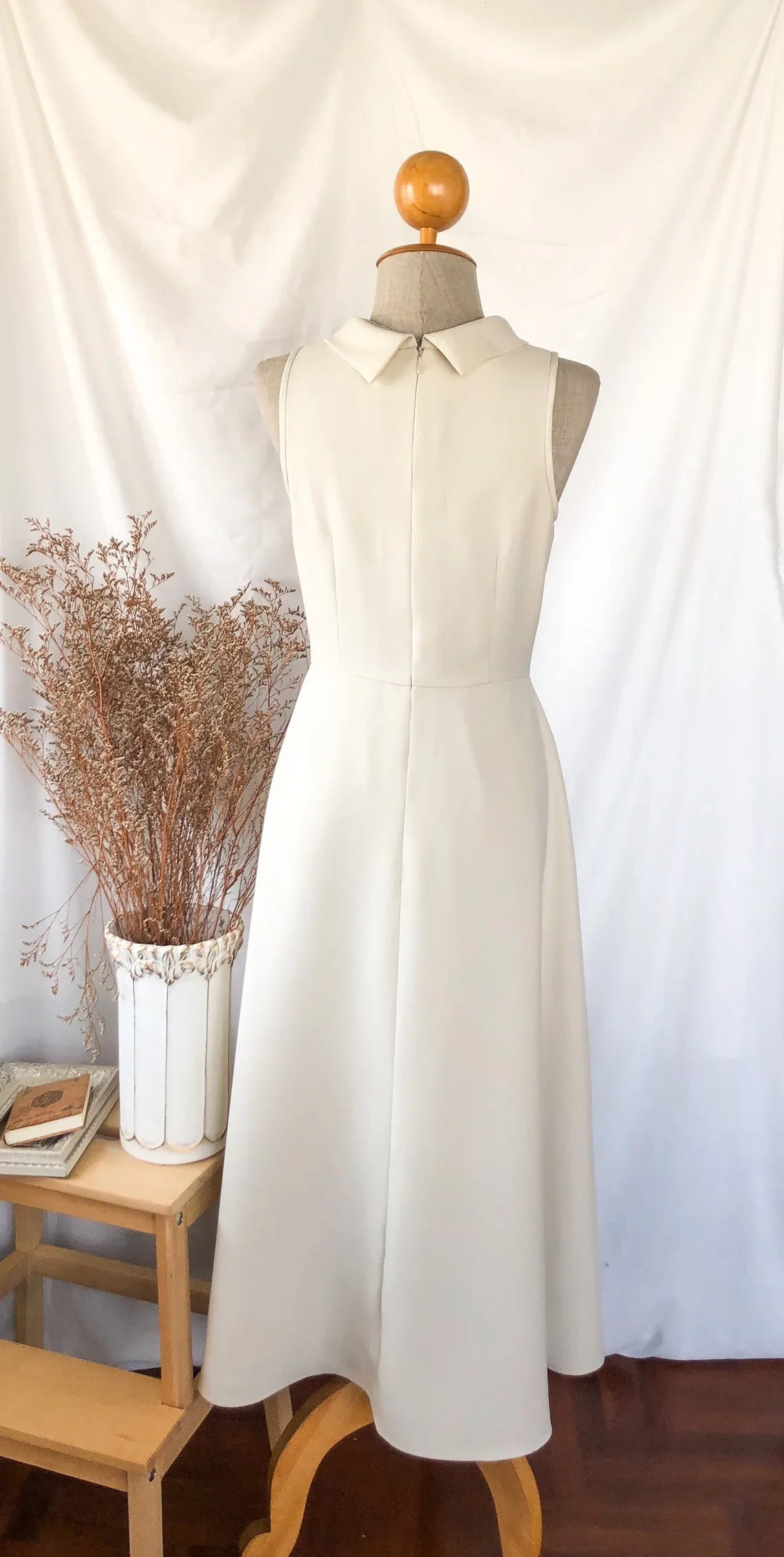 Paris Cream Wedding Dress Round Neck Big Bow Elegant Party Bridesmaid Gown Sleeveless Prom Dress Christmas Dres