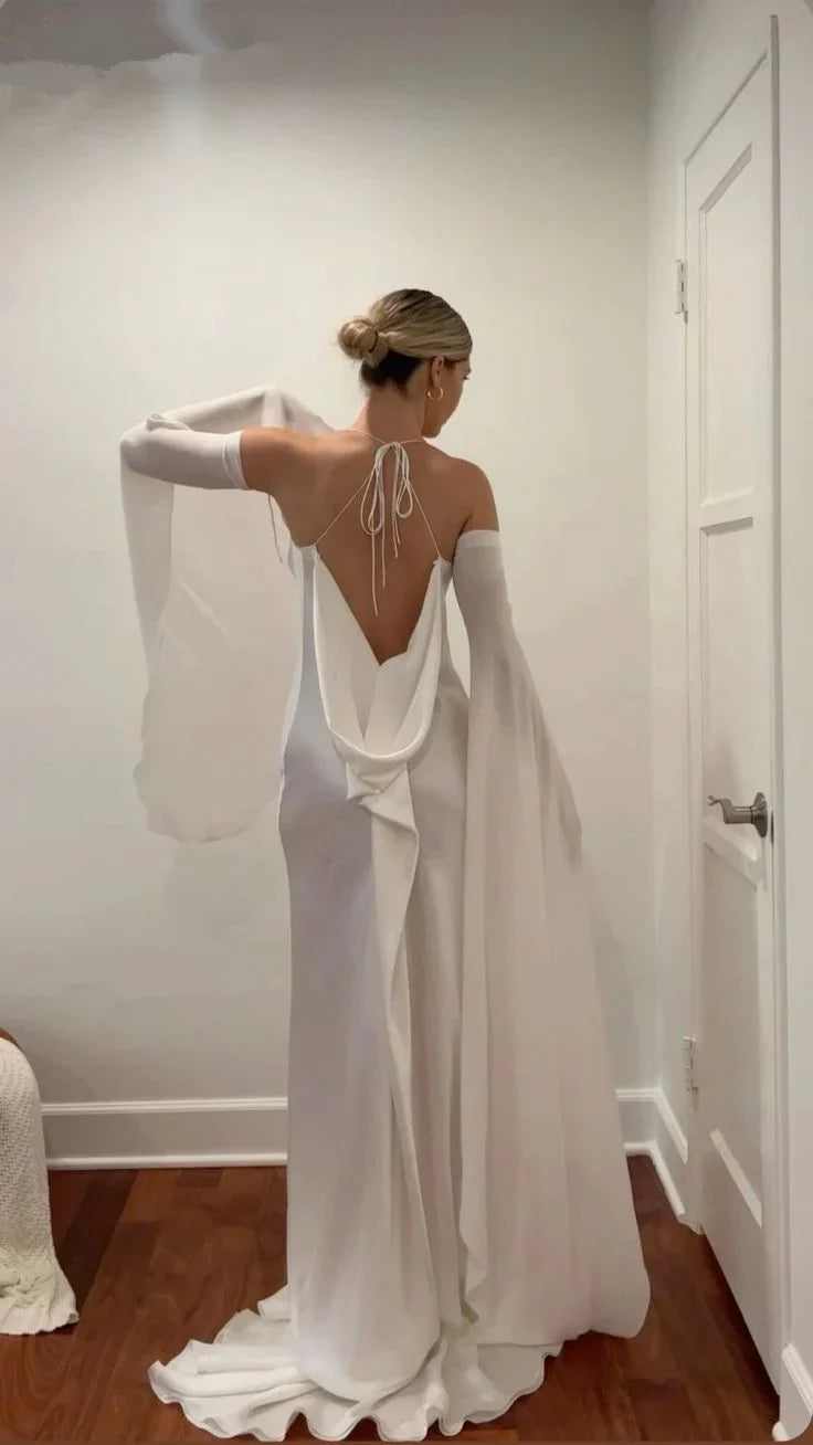 Dress Prom Dress Stores White Halter Off Shoulder Sheath Satin Unique Long Party Dress Formal Women's Dresses