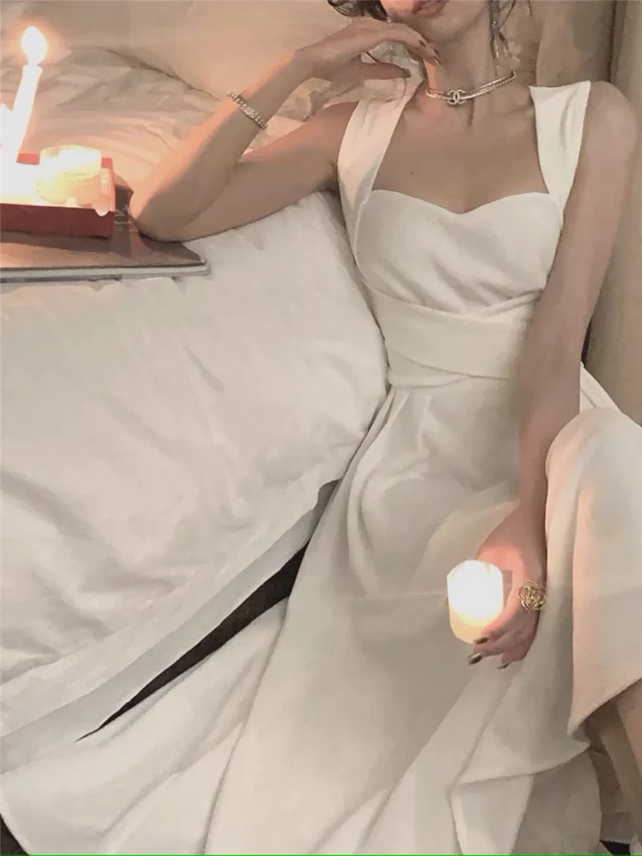 Formal Wear Dresses Elegant White A-Line Midi Length Party Dress Prom Dresses Shops Formal Women's Dresses
