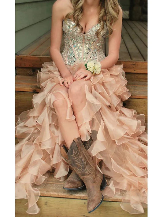 Formal Women's Dresses Dusty Pink High Low Prom Dresses Evening Dresses Party Dresses Prom Dresses Stores
