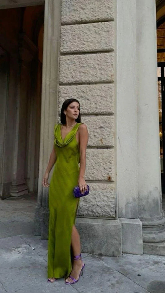 Formal Wear Dresses Green Backless Elegant Long Party Dress with Slit Prom Dresses Shops Formal Women's Dresses