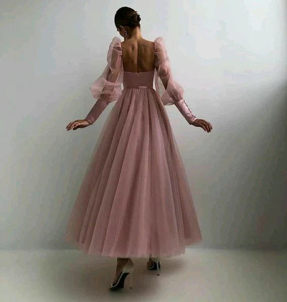 A-line Simple Long Sleeves Backless Party Dresses ﻿