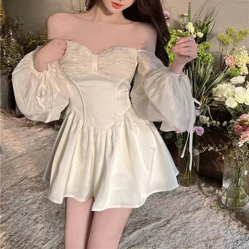 Puff Sleeve Mini Long Sleeve Party Dress