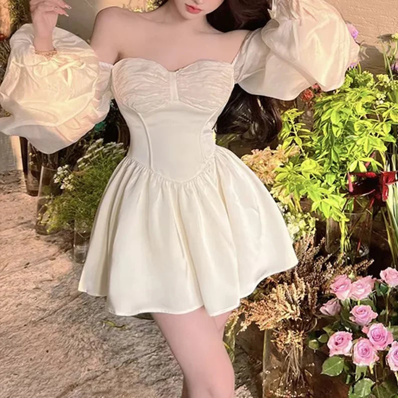Puff Sleeve Mini Long Sleeve Party Dress