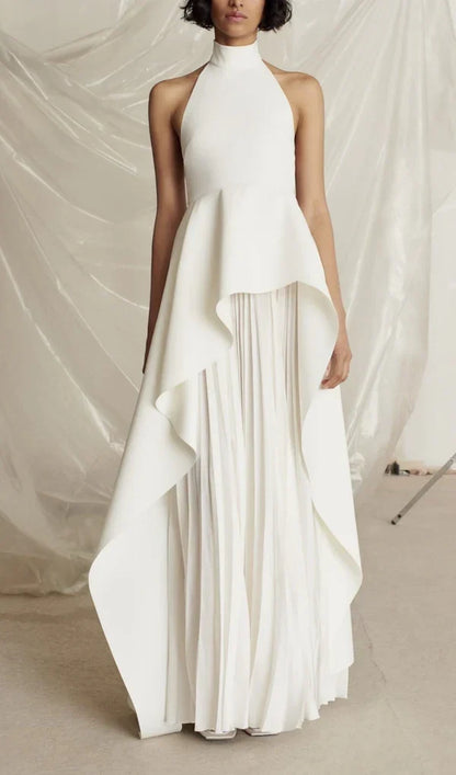 Off-the-Shoulder Halter Irregular Withe Prom Party Dress