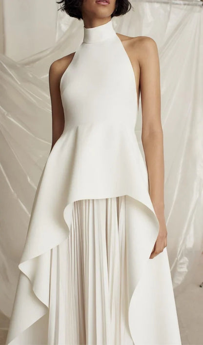 Off-the-Shoulder Halter Irregular Withe Prom Party Dress