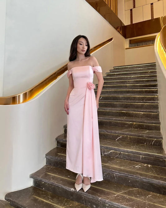 Formal Women's Dresses Off The Shoulder Pink Long Prom Dress Formal Evening Party Dress Prom Dresses Stores
