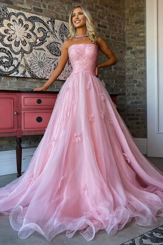 Formal Women's Dresses Pink Tulle Long Prom Dress Pink Tulle Formal Dress Prom Dresses Stores
