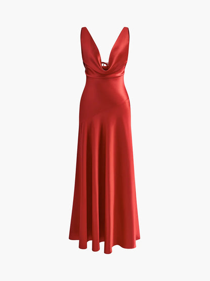 Pleated Backless Satin Off-Shoulder Mermaid Floor Length Sleeveless Prom Evening Dress