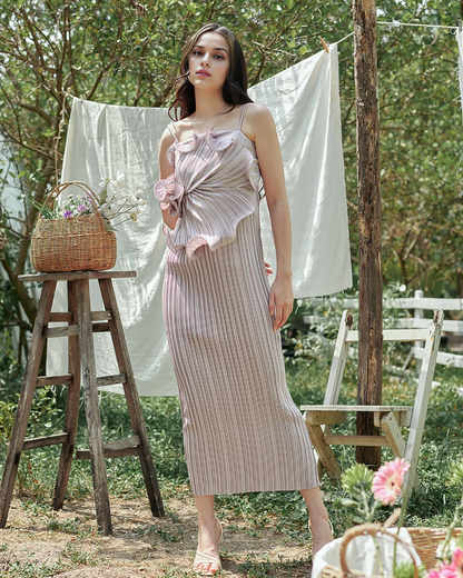 Pleated Satin Dress Mid Spaghetti Straps Curve Dress Stunning Satin Evening Dress Wedding Guest Dress Formal Party Gown Garden Party Gown Prom Dress