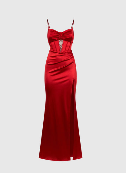 Beautiful Mermaid Spaghetti Straps Sleeveless Satin Floor-Length Prom Dress