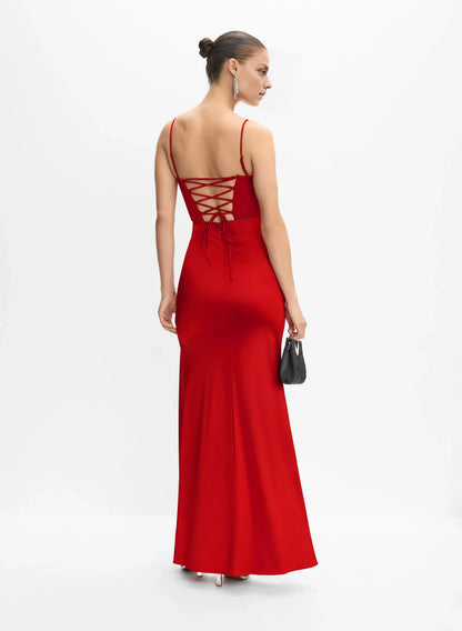 Beautiful Mermaid Spaghetti Straps Sleeveless Satin Floor-Length Prom Dress
