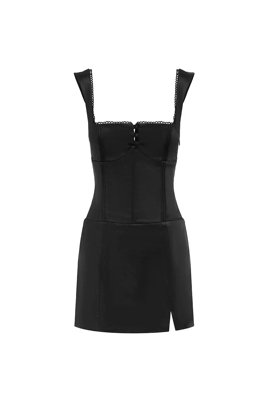 Pretty Sheath/Column Square Neck Sleeveless Satin Short-Mini Homecoming Dress