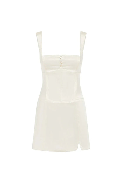Pretty Sheath/Column Square Neck Sleeveless Satin Short-Mini Homecoming Dress