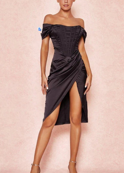 Satin Off The Shoulder Prom Dress