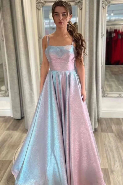 A-Line Rainbow Ray Multi Straps Cross Back Prom Dress