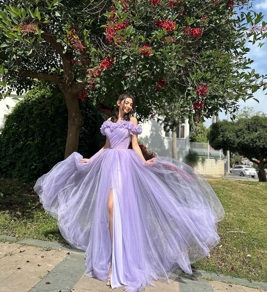 Formal Women's Dresses Off The Shoulder Lavender Long Prom Dress A Line Formal Party Dress Prom Dress Store