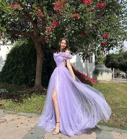 Formal Women's Dresses Off The Shoulder Lavender Long Prom Dress A Line Formal Party Dress Prom Dress Store