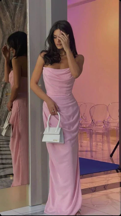 Dress Elegant Pink Strapless Sheath Long Prom Dress Birthday Party Dress Formal Wear Dresses Dresses