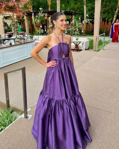 Dress Prom Dress Stores Purple Halter A-Line Formal Prom Dress Evening Dress Party Dress Formal Women's Dresses