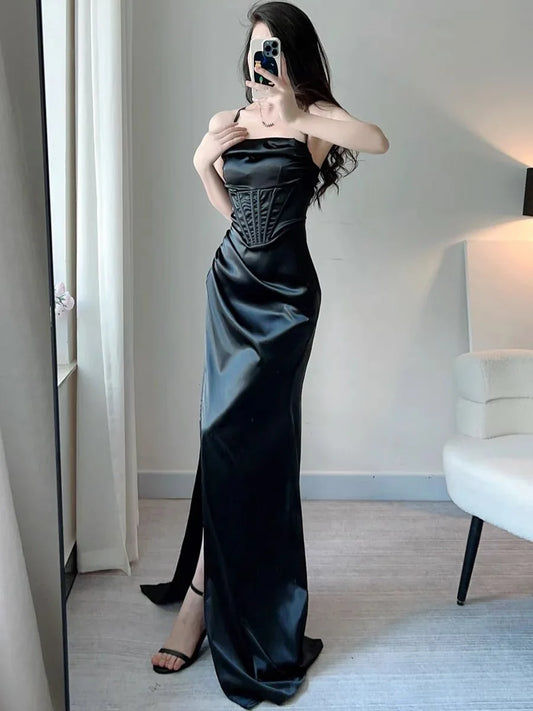 Formal Women's Dresses Black Sheath Long Prom Dress Formal Evening Gown Prom Dress Store
