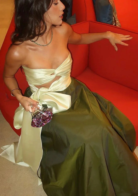 Formal Women's Dresses Strapless Green A Line Prom Dress Formal Evening Party Dress Prom Dress Store