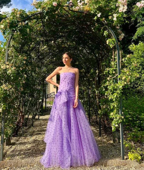 Formal Women's Dresses Purple A-Line Strapless Long Prom Dress Party Dress Prom Dresses Stores