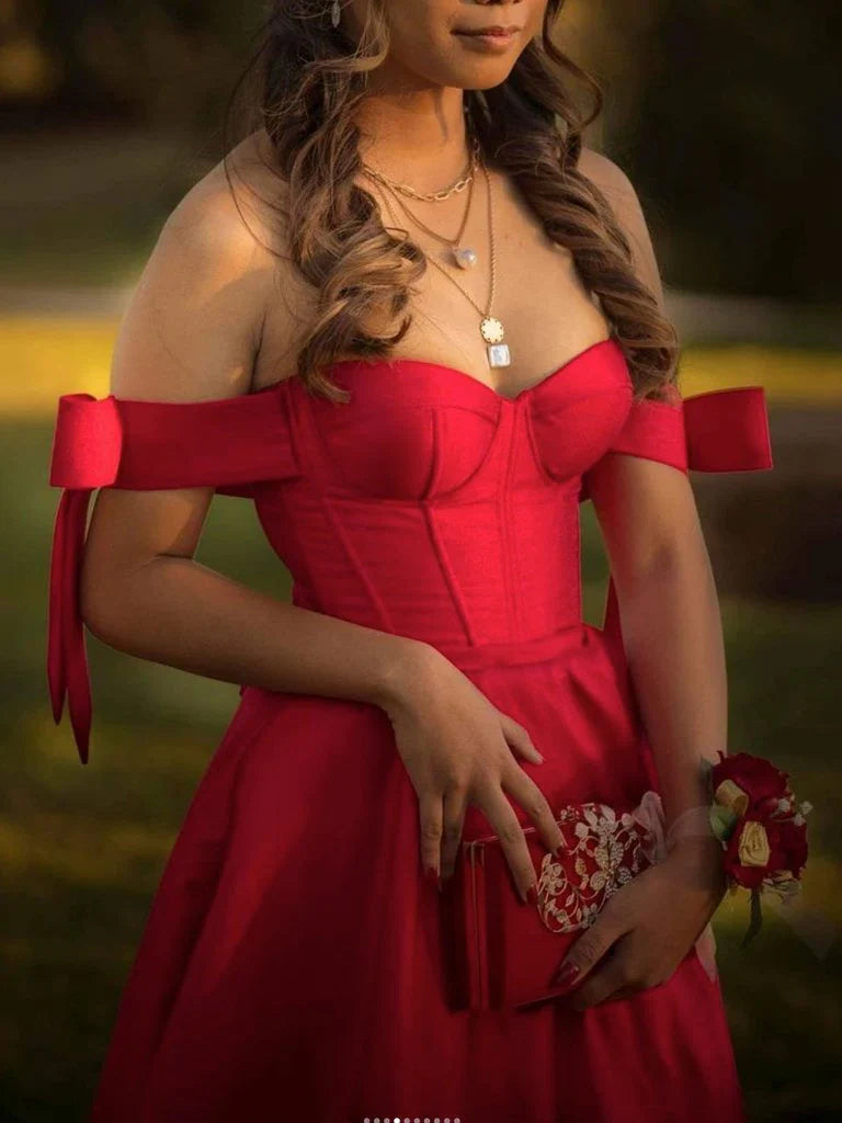 Formal Women's Dresses Simple Red Satin Long Prom Dress Red Satin Evening Dress Prom Dresses Stores