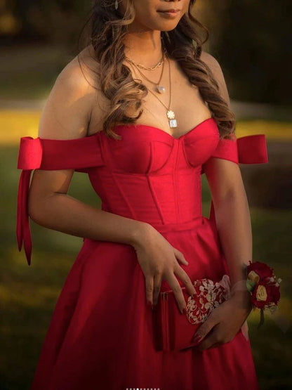 Formal Women's Dresses Simple Red Satin Long Prom Dress Red Satin Evening Dress Prom Dresses Stores