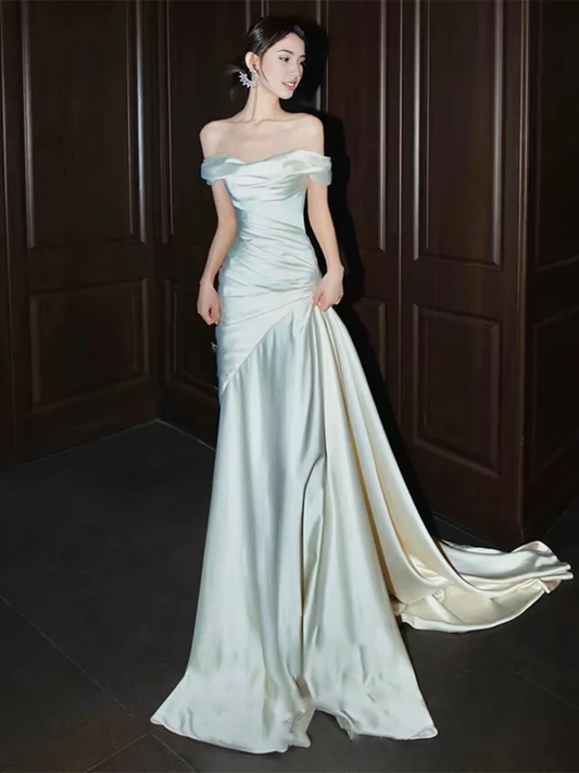 Formal Women's Dresses Off The Shoulder White Long Prom Dress Wedding Dress Prom Dress Store ﻿