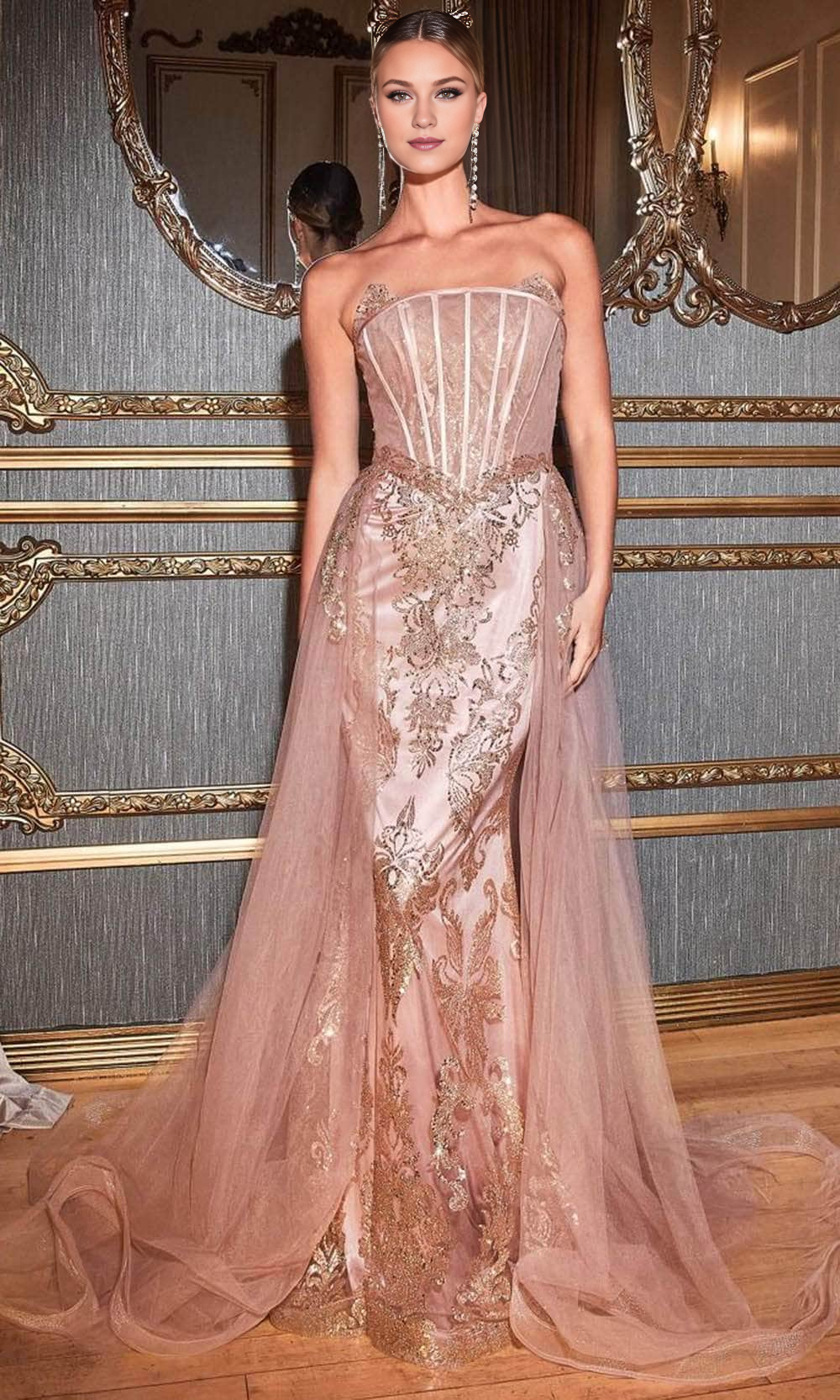 Prom Dresses Shops Rose Gold Off-Shoulder Sheath Dress with Embroidery A-line Floor Length Tulle Prom Gown Prom Clothing Formal Women's Dresse Dress