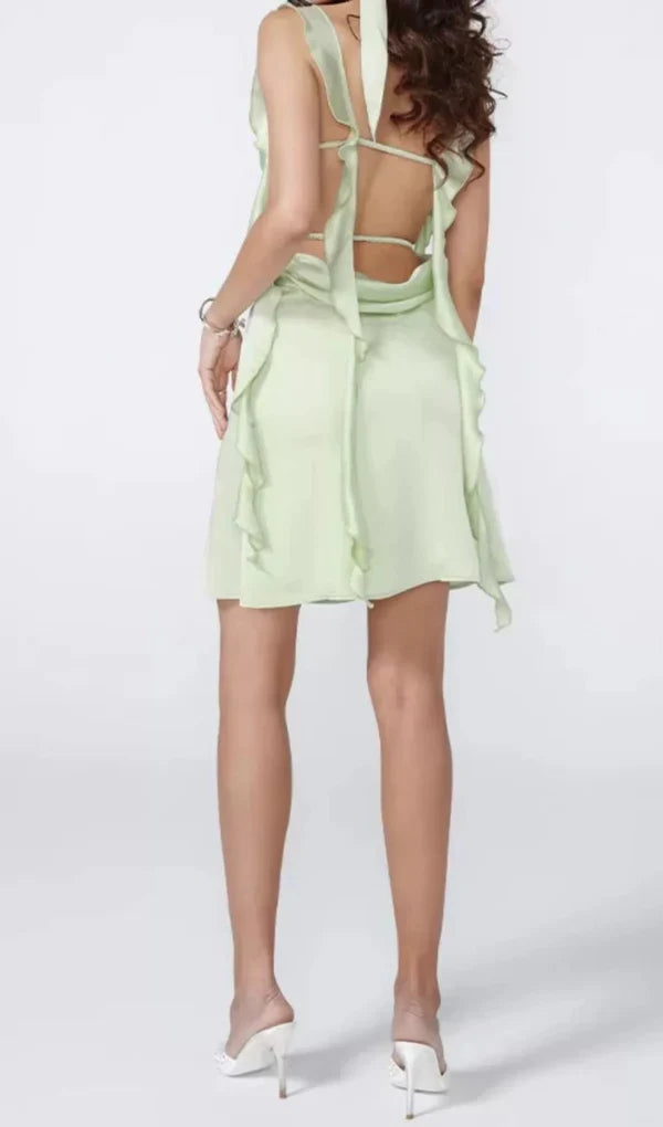 Satin Mini Prom Dress With Open Back