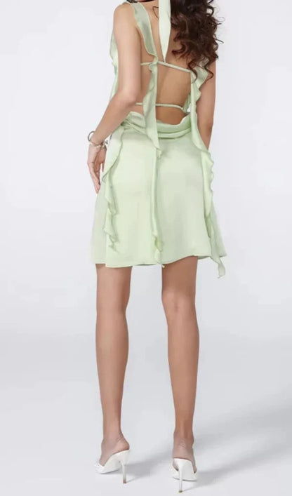 Satin Mini Prom Dress With Open Back