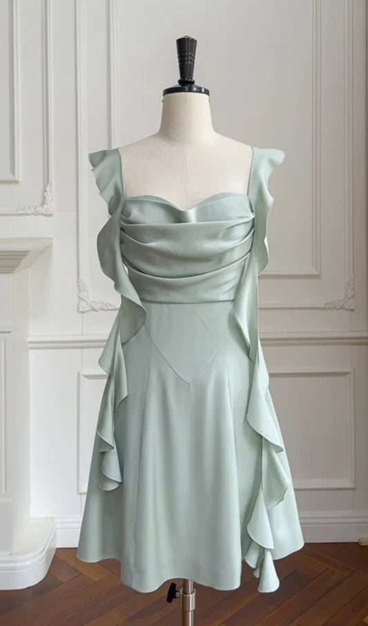 Satin Mini Prom Dress With Open Back