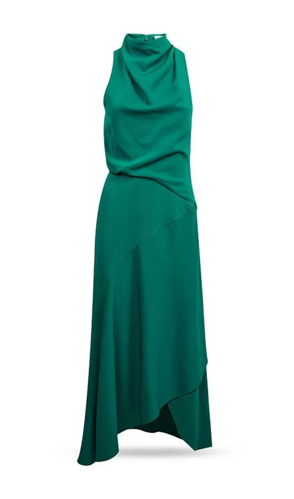 A-line Sleeveless Hanging Neck Irregular Prom Dress
