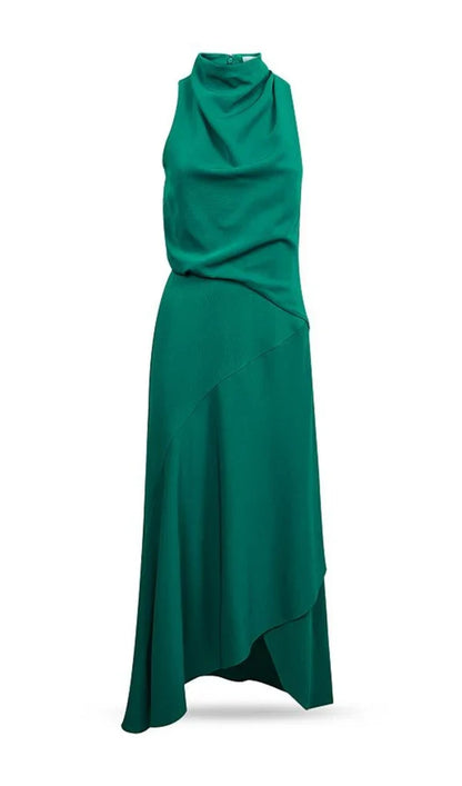 A-line Sleeveless Hanging Neck Irregular Prom Dress
