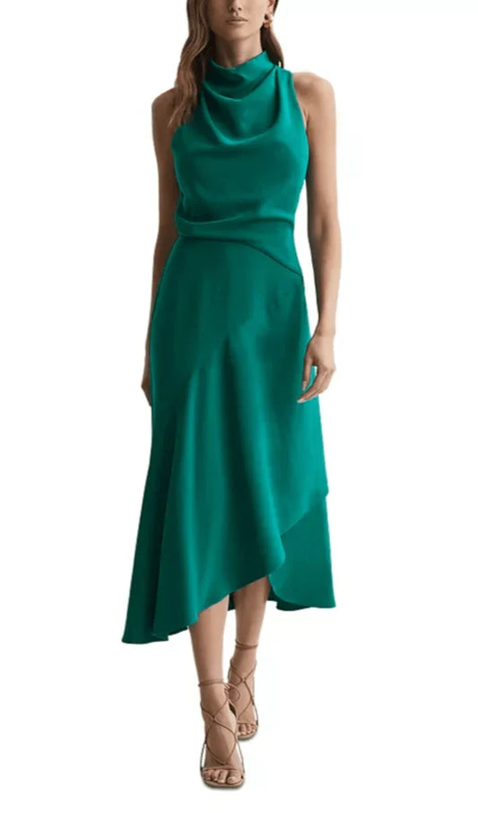 A-line Sleeveless Hanging Neck Irregular Prom Dress
