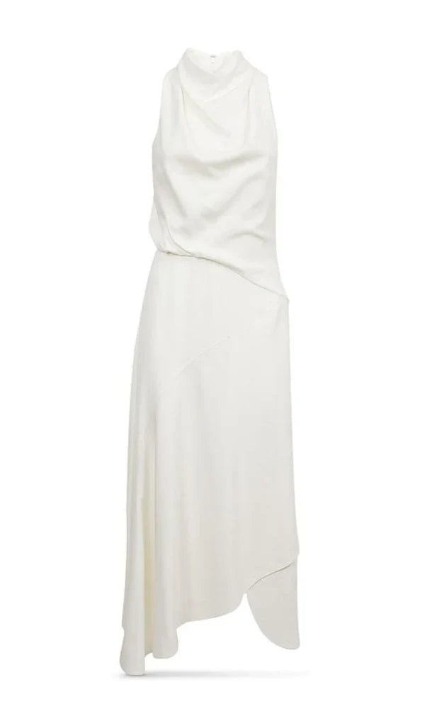 A-line Sleeveless Hanging Neck Irregular Prom Dress