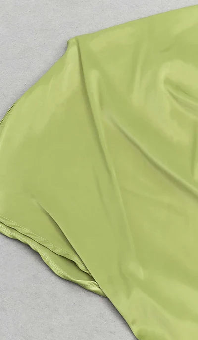One Shoulder Satin Slit Prom Dress