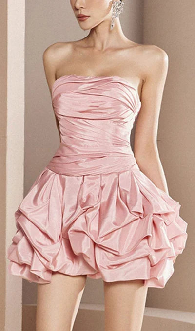 Off-the-Shoulder Multi Layer A-line Strapless Mini Prom Dress