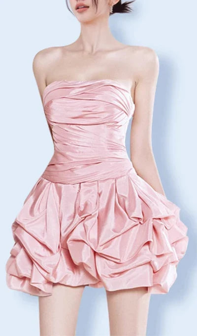 Off-the-Shoulder Multi Layer A-line Strapless Mini Prom Dress