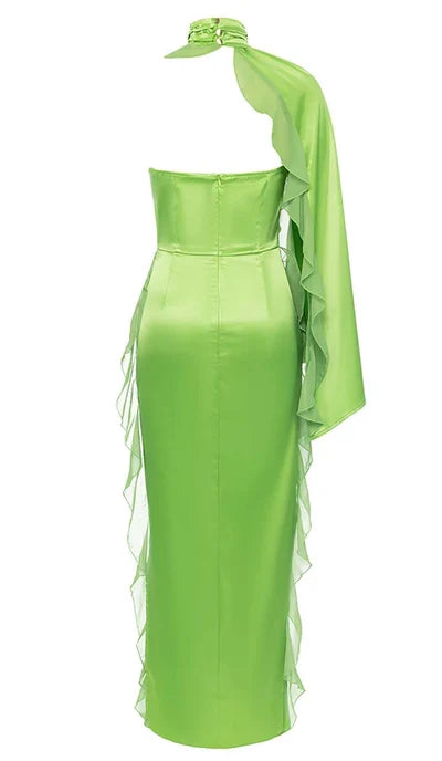 One-shoulder Satin Ruffle Prom Dress