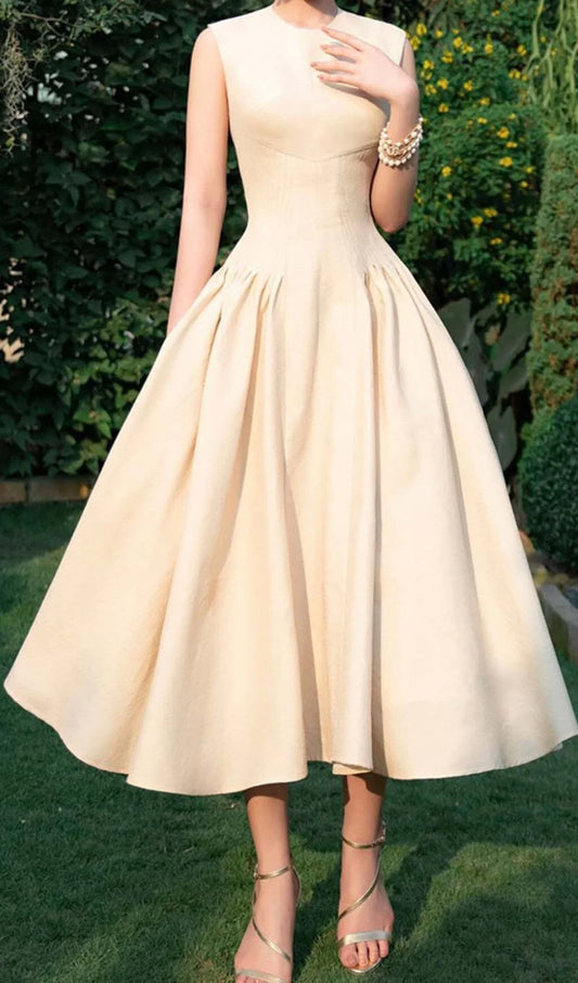 A-line Sleeveless Corset Midi Prom Dress