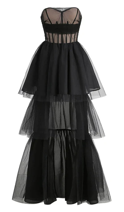 Off The Shoulder Strapless Corset Top Tulle Prom Dress