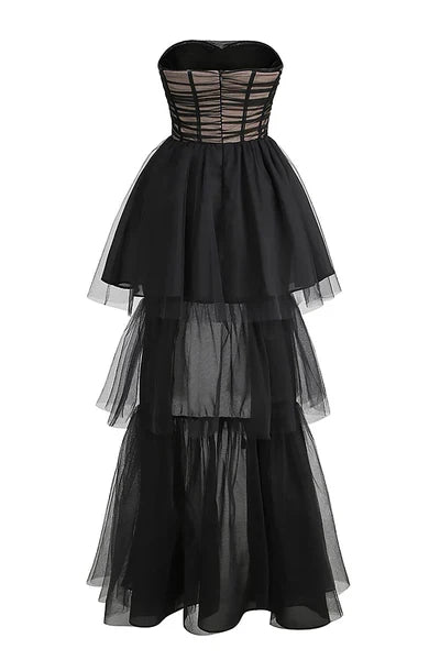 Off The Shoulder Strapless Corset Top Tulle Prom Dress