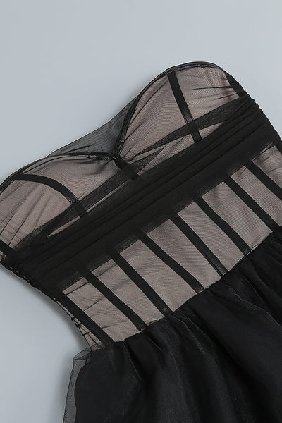 Off The Shoulder Strapless Corset Top Tulle Prom Dress
